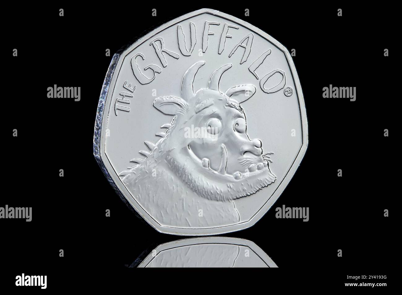 2019 50p coin to commemorate the 20th anniversary of The Gruffalo. Stock Photo