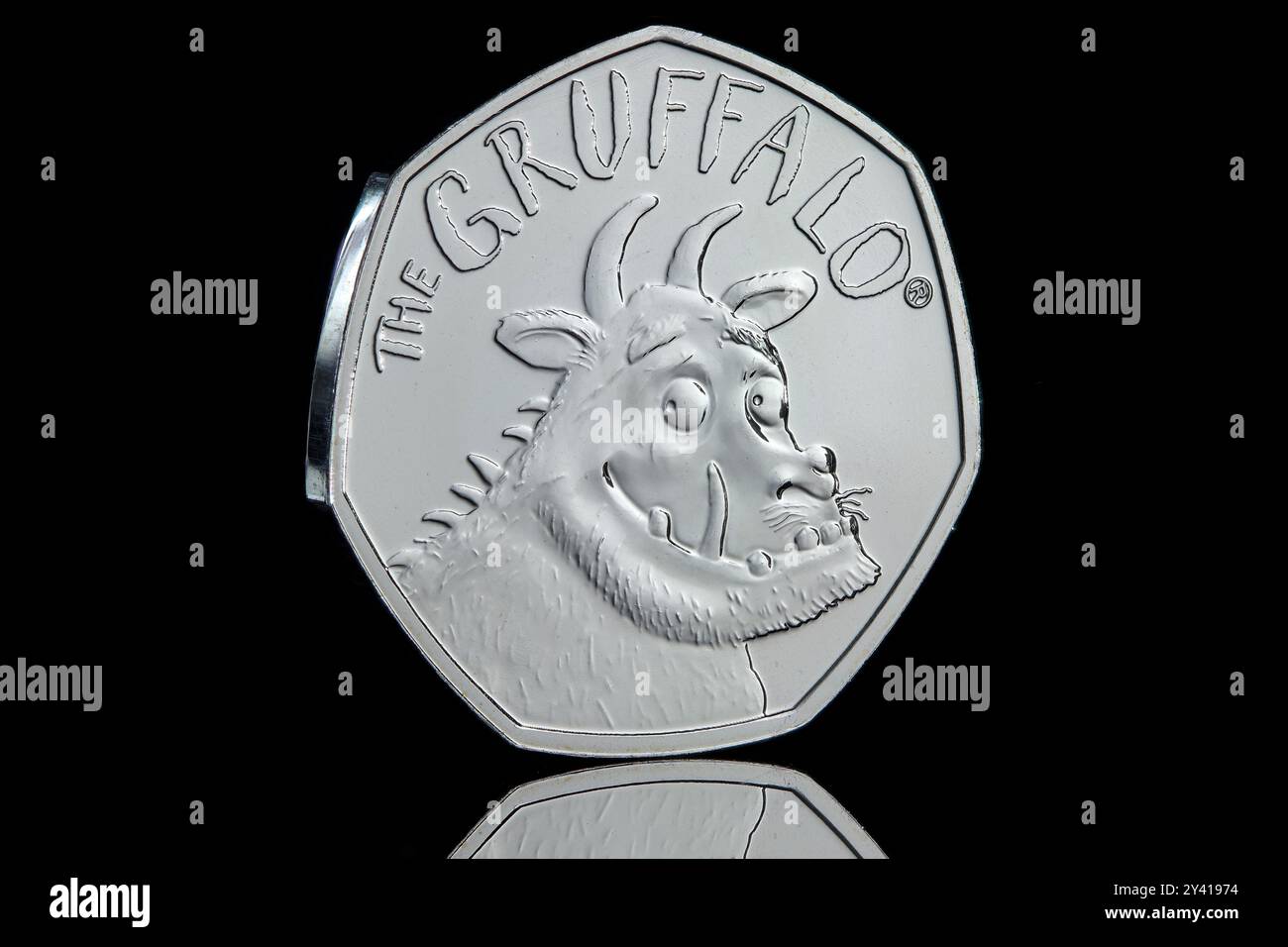 2019 50p coin to commemorate the 20th anniversary of The Gruffalo. Stock Photo