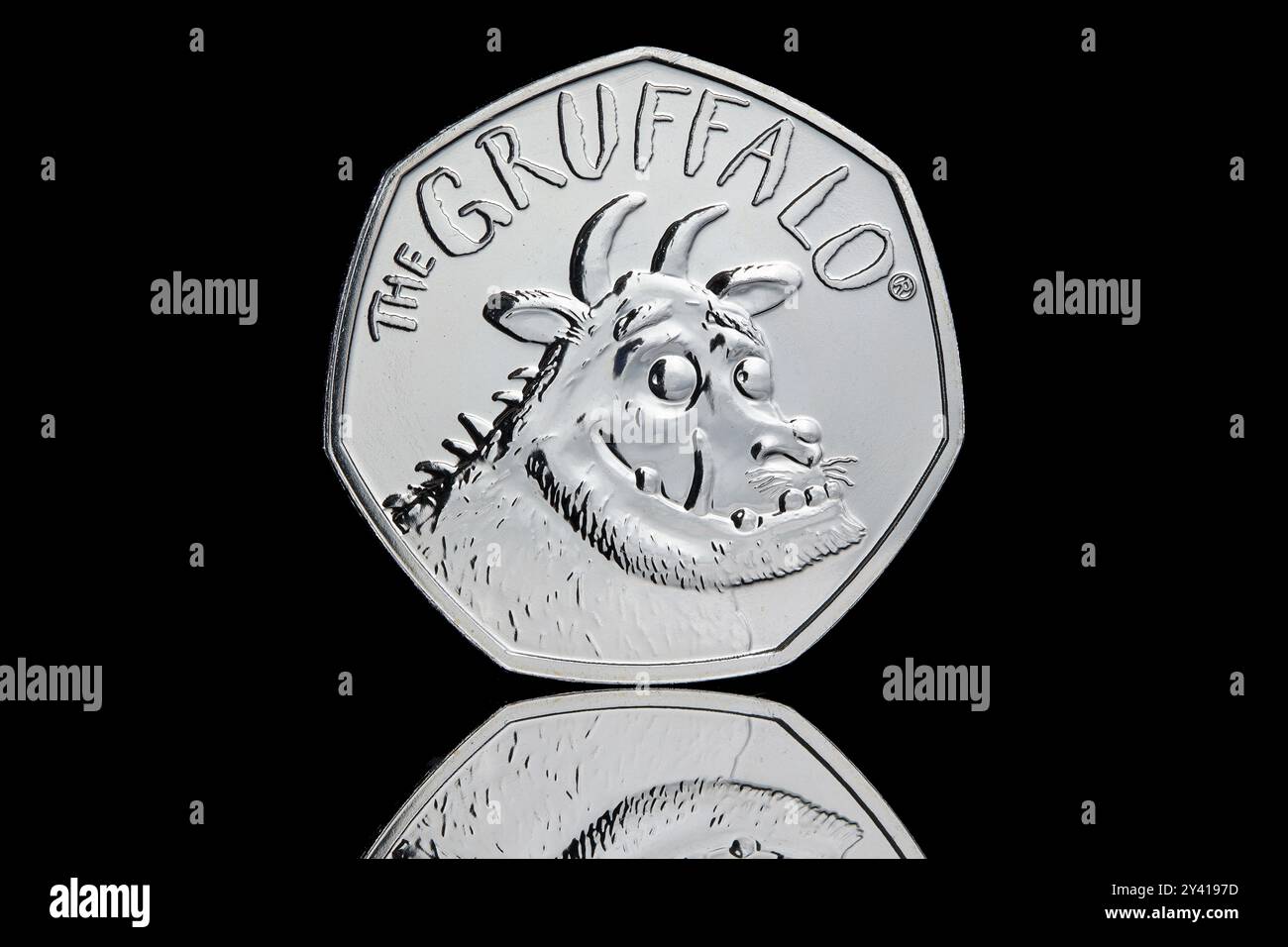 2019 50p coin to commemorate the 20th anniversary of The Gruffalo. Stock Photo