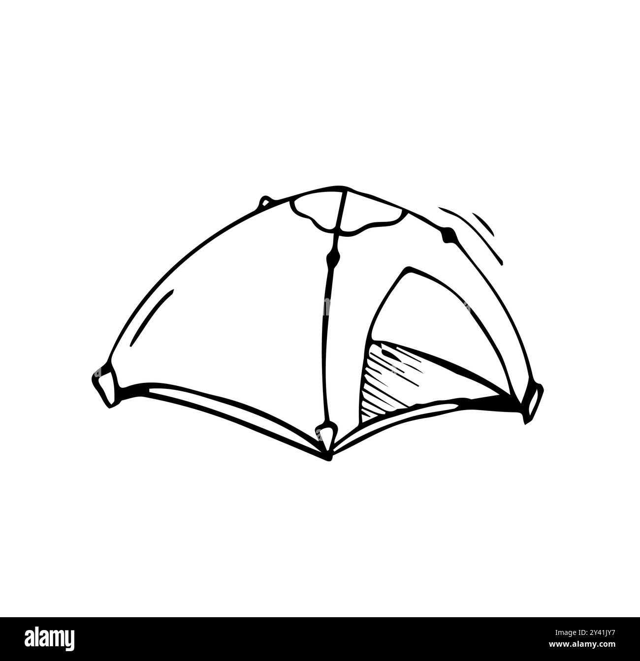 Camping tent. Hand drawing sketch vector illustration Stock Vector