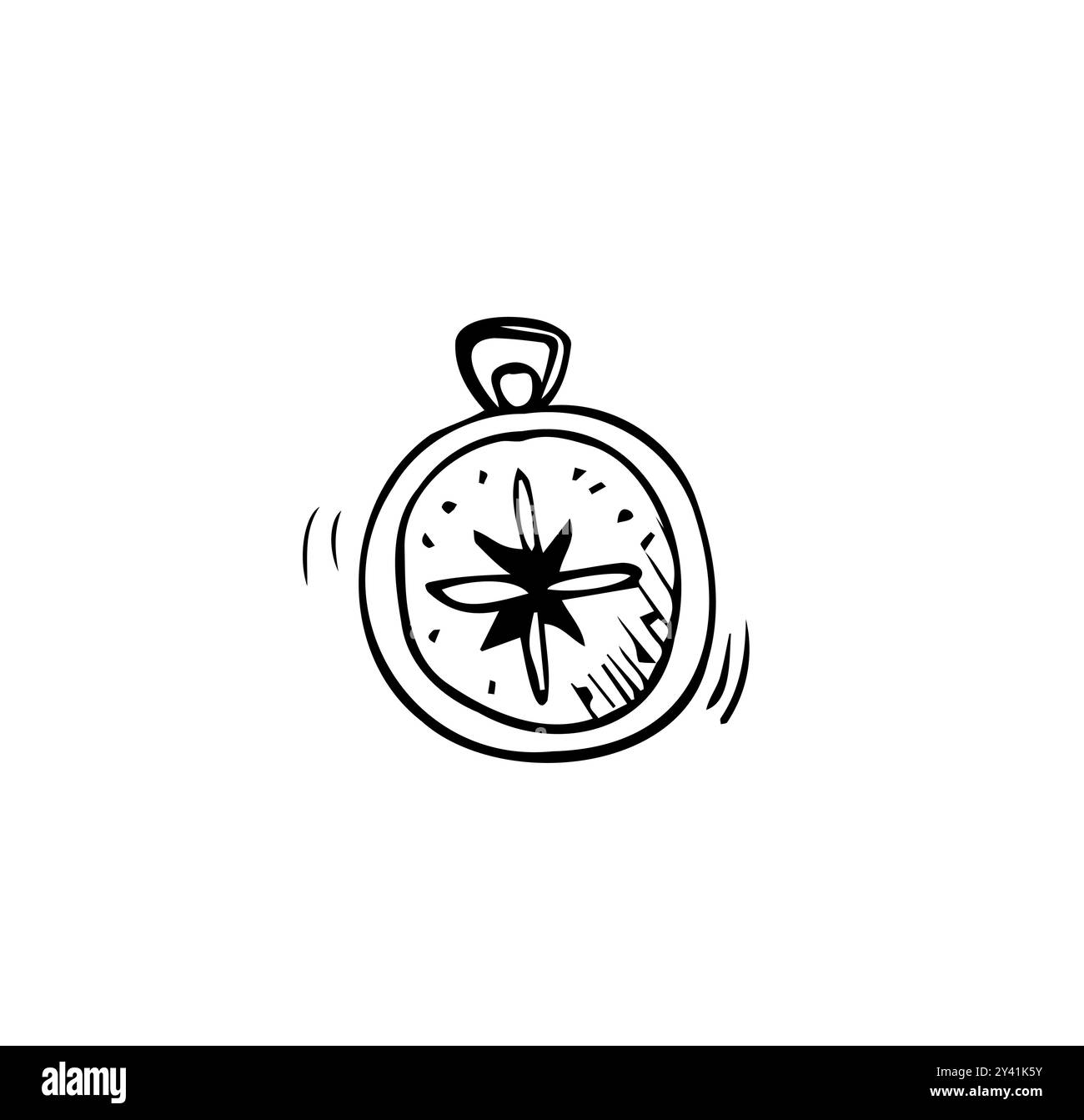 Compass in doodle style isolated on white background. Hand drawn vector ...