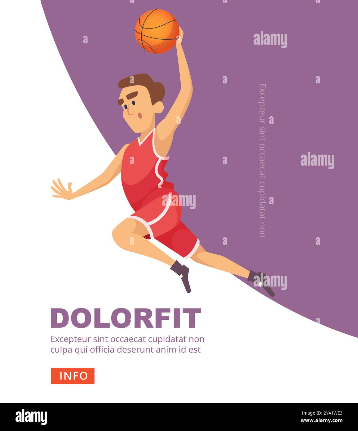 basketball placard. active basketball sportsman jumping with ball. vector ads poster template with place for text Stock Vector