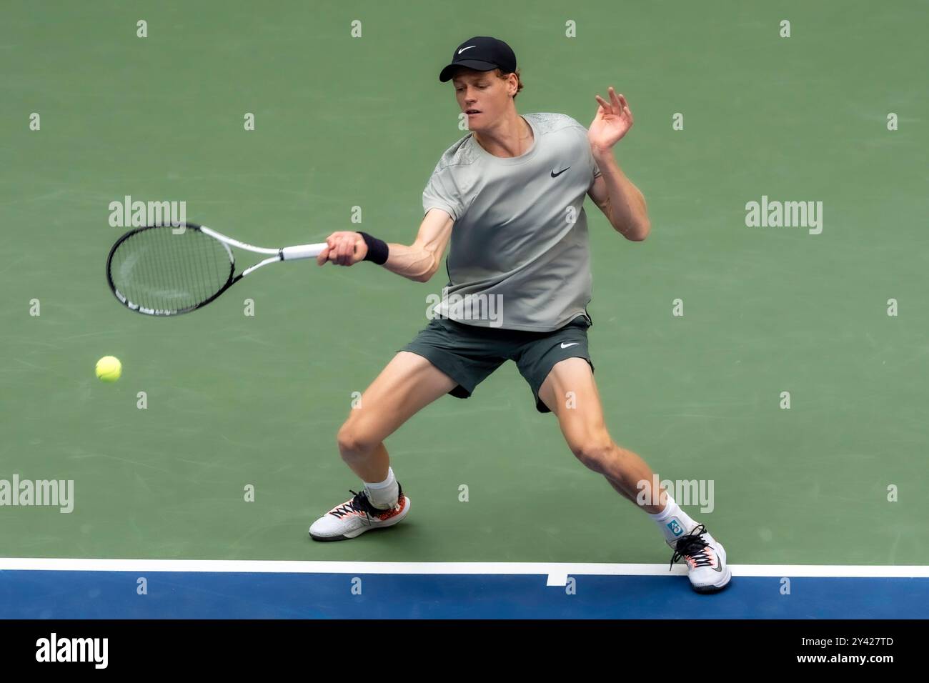 Jannik Sinner (ITA) competes in Men's Singles Finals at the 2024 US