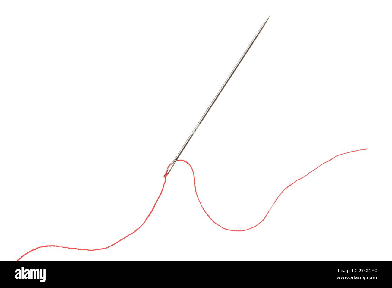Sewing needle with red thread isolated on white Stock Photo - Alamy
