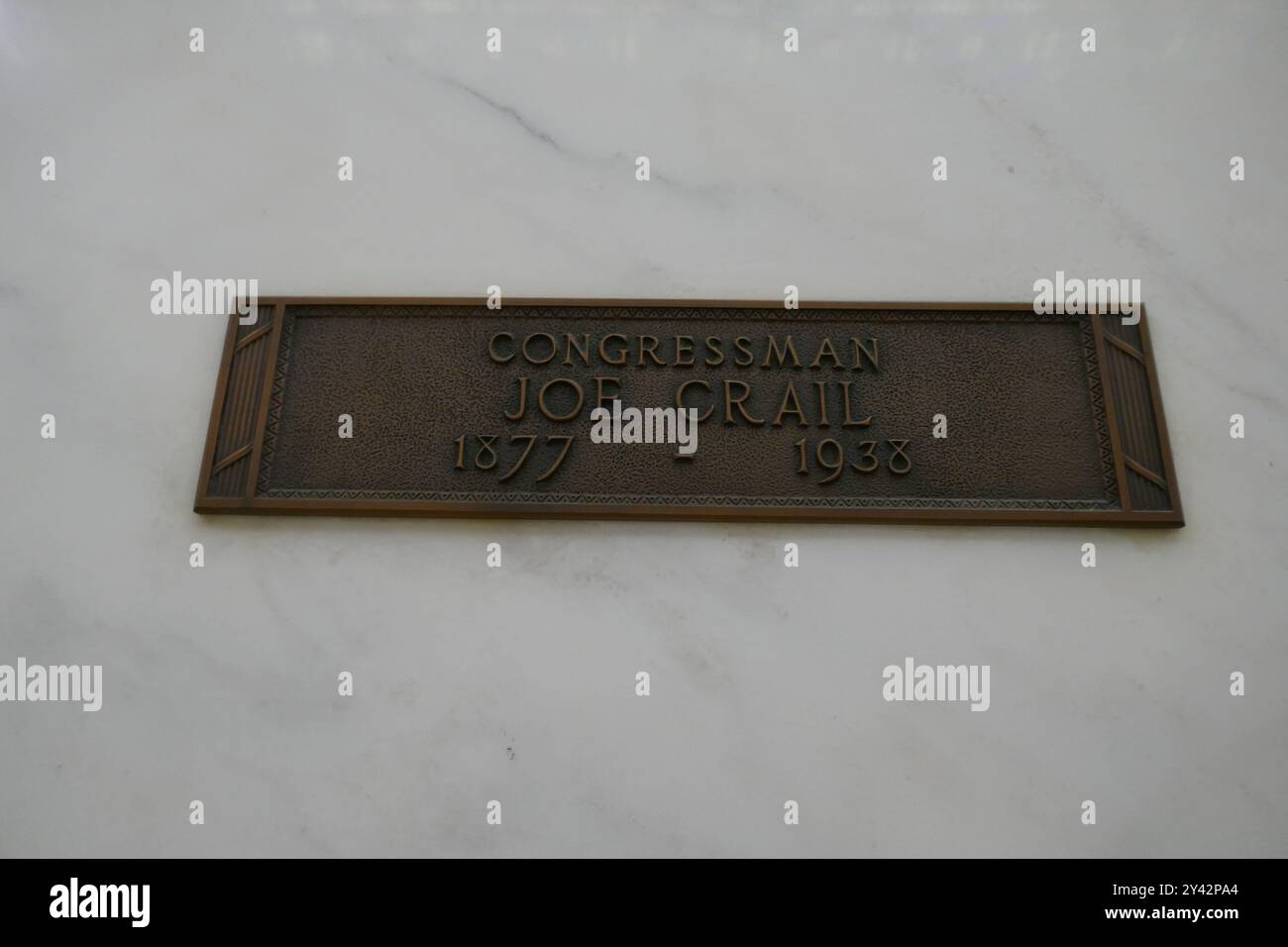 Inglewood, California, USA 14th September 2024 Us Congressman Joe Steele Crail Grave in Mausoleum of the Golden West, Sanctuary of Faith at Inglewood Park Cemetery on September 14, 2024 in Inglewood, California, USA. Photo by Barry King/Alamy Stock Photo Stock Photo