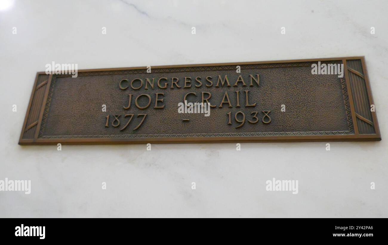 Inglewood, California, USA 14th September 2024 Us Congressman Joe Steele Crail Grave in Mausoleum of the Golden West, Sanctuary of Faith at Inglewood Park Cemetery on September 14, 2024 in Inglewood, California, USA. Photo by Barry King/Alamy Stock Photo Stock Photo