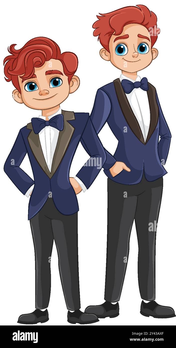 Two red haired characters in formal attire stock vector image art alamy