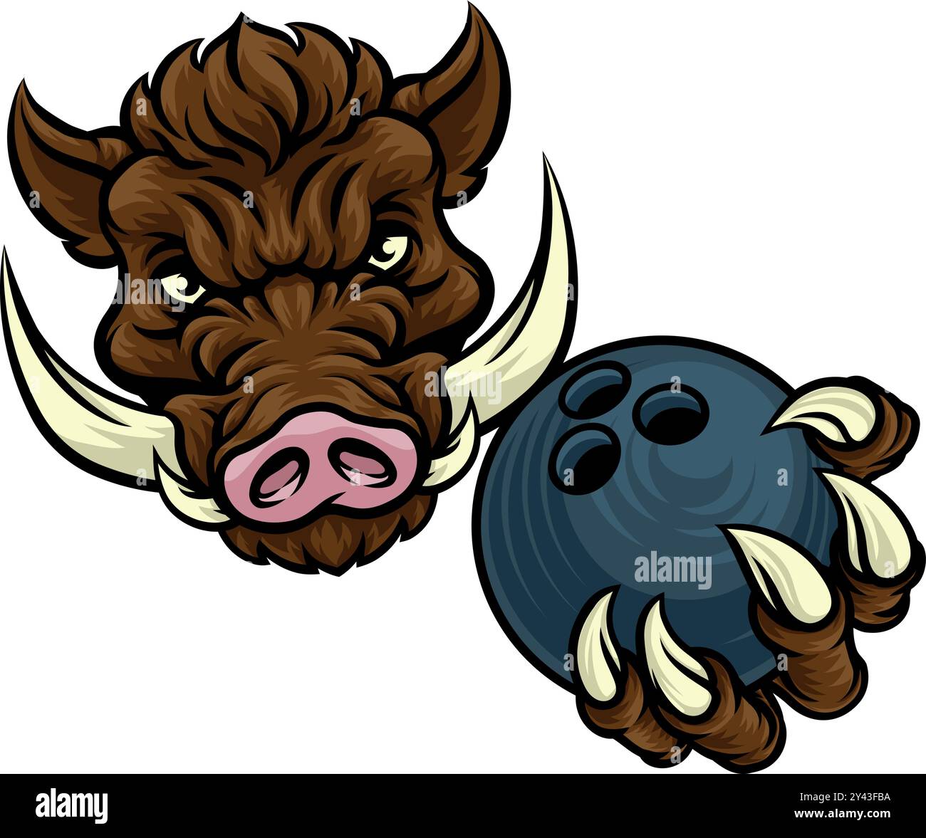Boar Wild Hog Razorback Warthog Pig Bowling Mascot Stock Vector Image ...