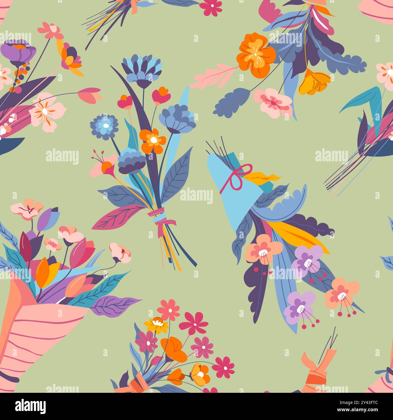 Vector seamless pattern bouquet Stock Vector Images - Alamy