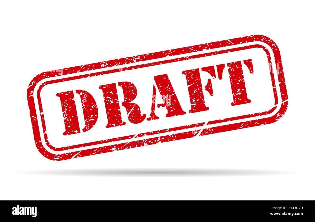 Draft stamp shadow symbol, label sticker sign button, text banner ...
