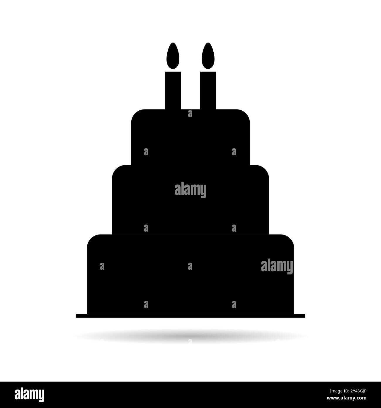 Sweet cake icon shadow, bakery dessert food symbol, happy birthday day ...