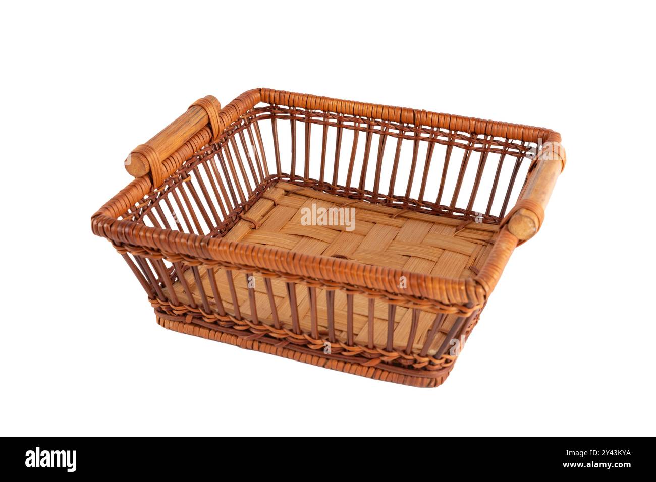 Vintage empty wicker basket isolated on white background Stock Photo ...
