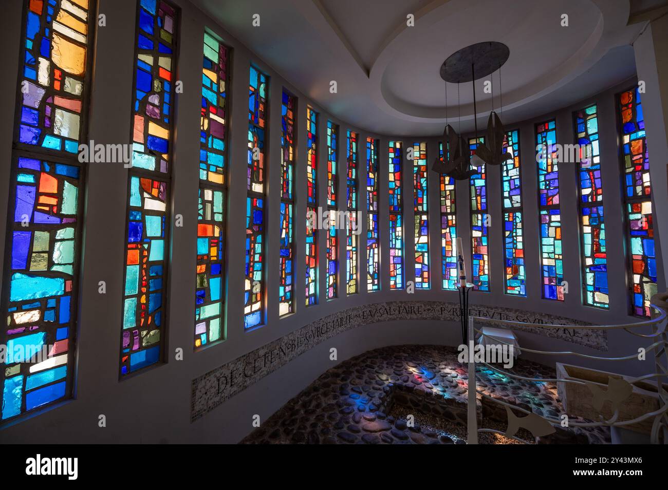 Cap Ferret, France - August 2024 : Interior of Notre Dame des Flots church in Cap Ferret on the Arcachon Bay, France Stock Photo