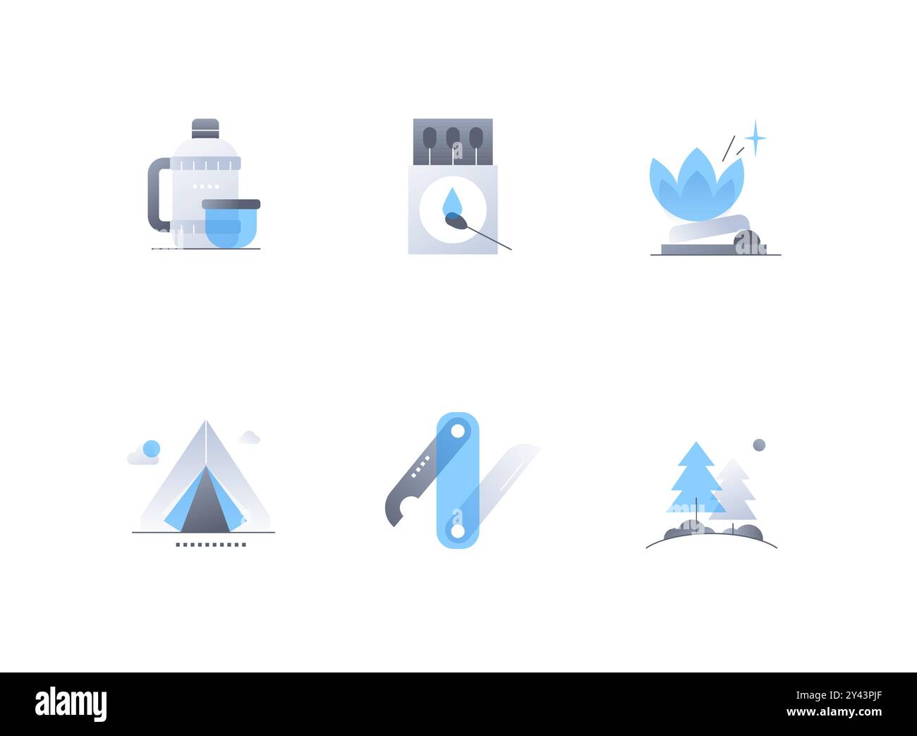 Hiking and camping - flat design style icons set Stock Vector Image ...