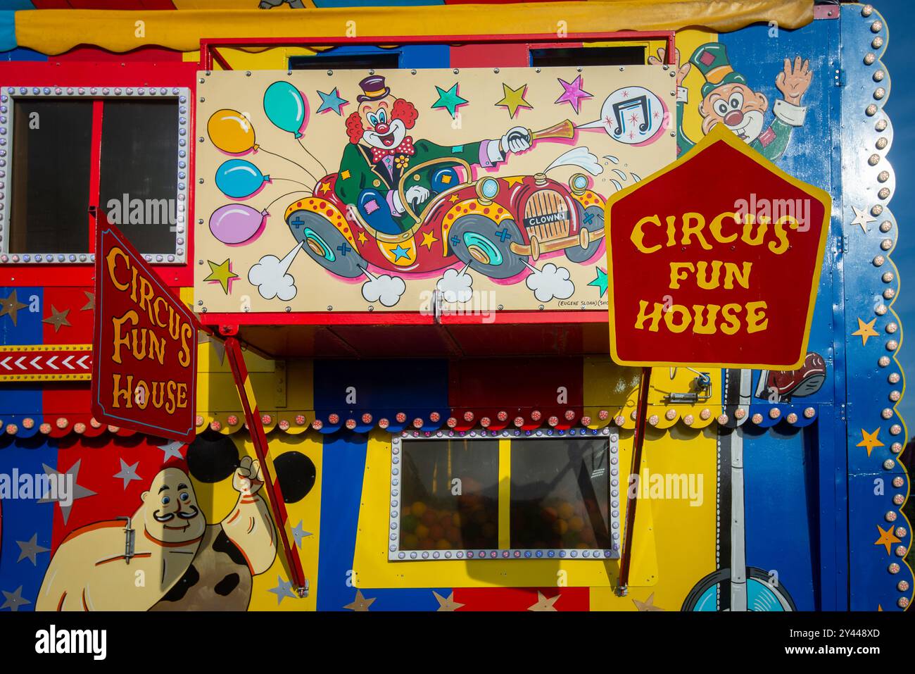 Circus Fun House attraction at British funfair in Canterbury, England ...