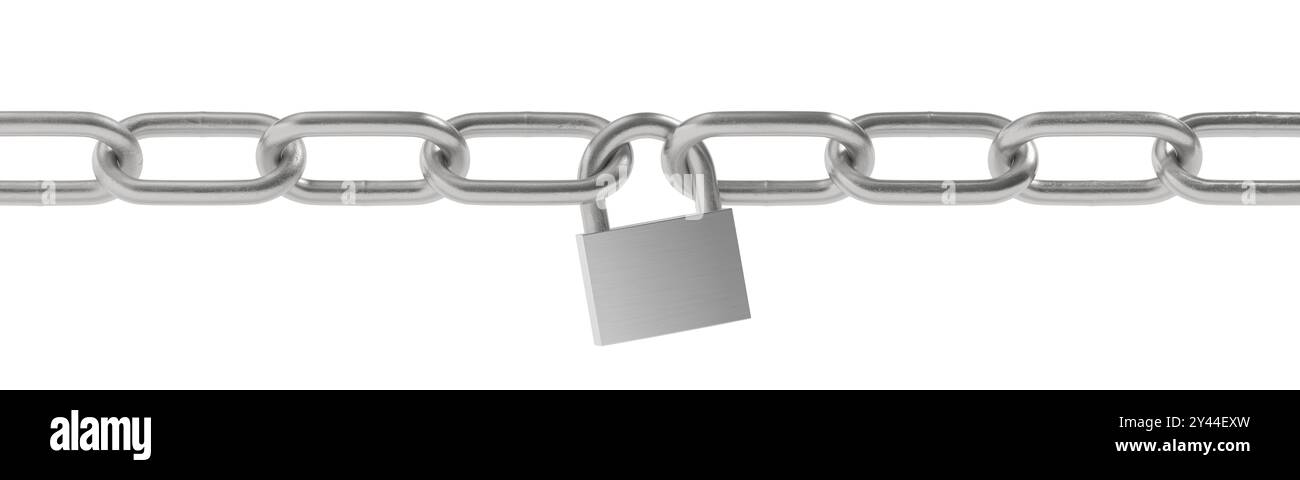 Chain and padlock isolated on white background. 3d illustration Stock ...