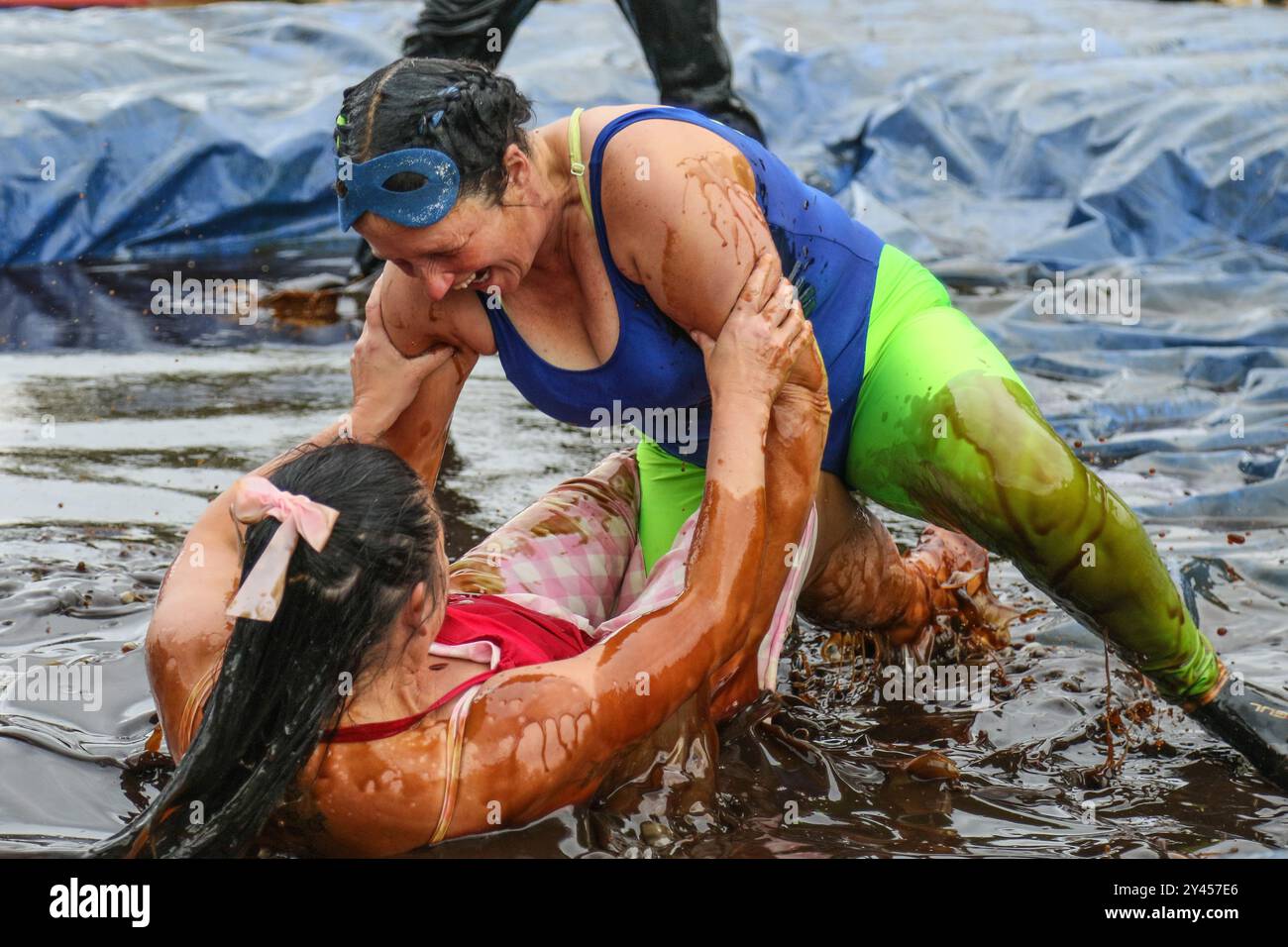 Muddy Inflatable 26 August 2024. Stacksteads, Bacup, Lancashire, United Kingdom. Every ...