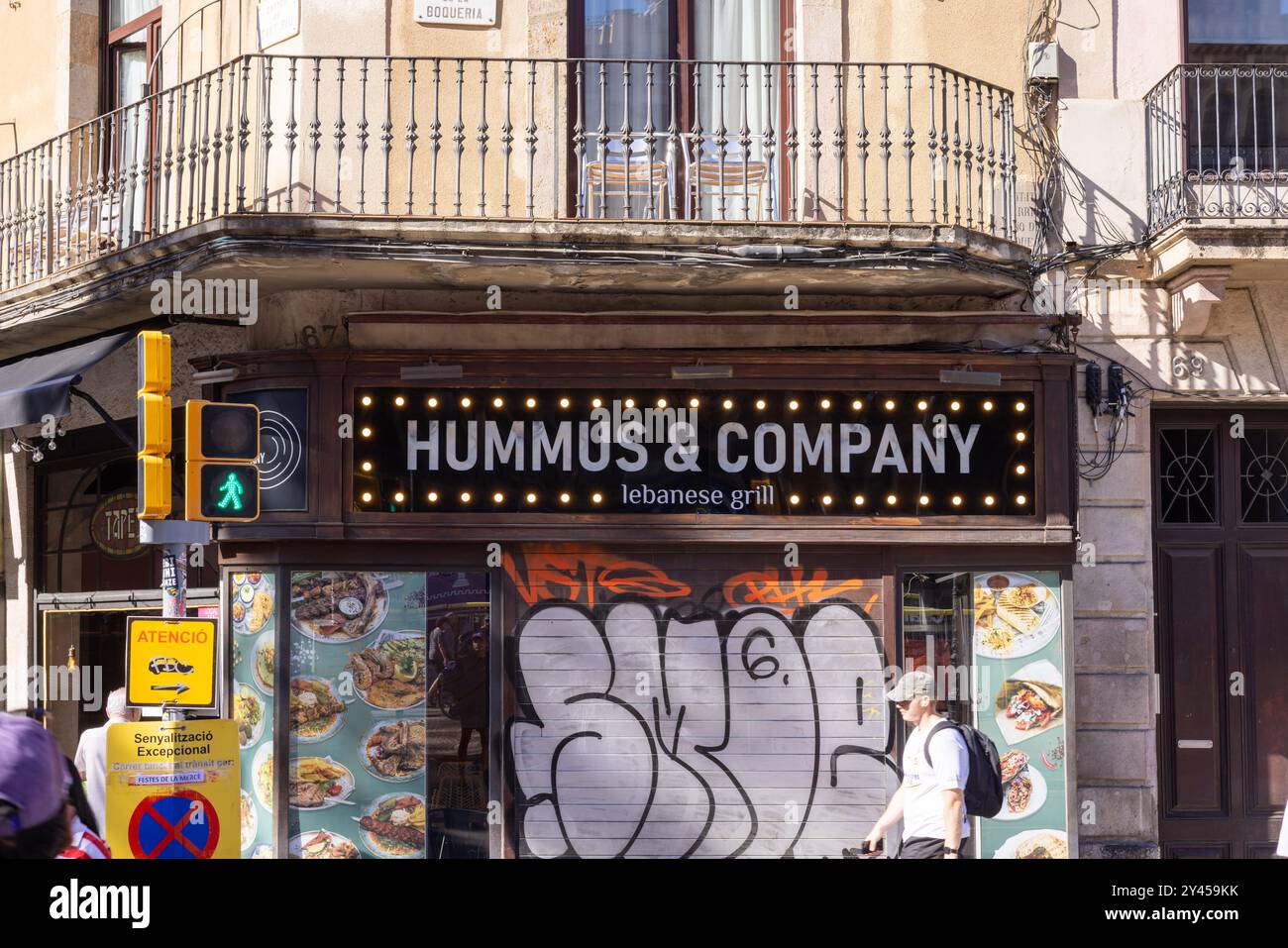 Barcelona Spain September 15 2024 The Facade Of A Lebanese barcelona-spain-september-15-2024-the-facade-of-a-lebanese