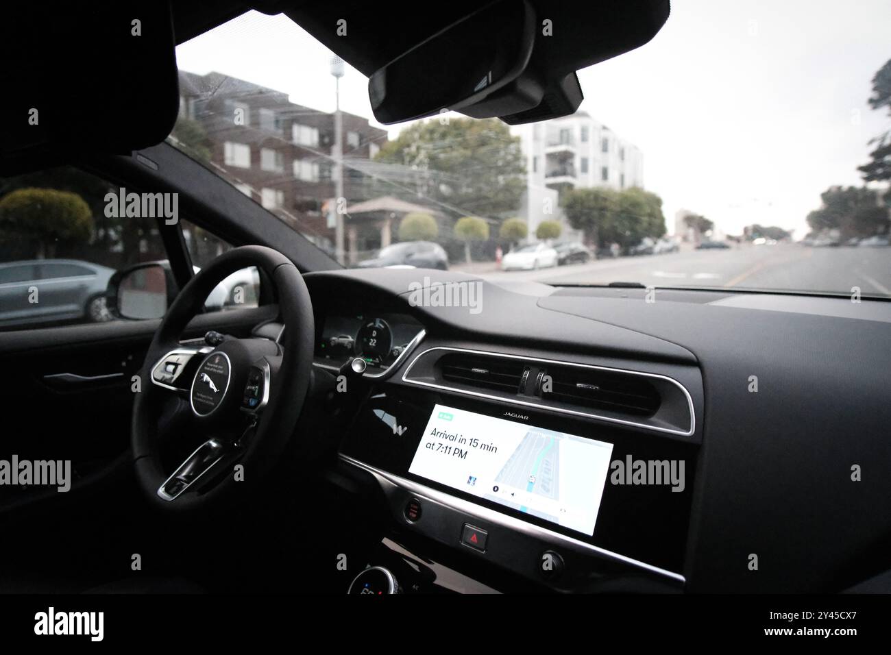 Waymo Self Driving Car Taxi in San Francisco Stock Photo