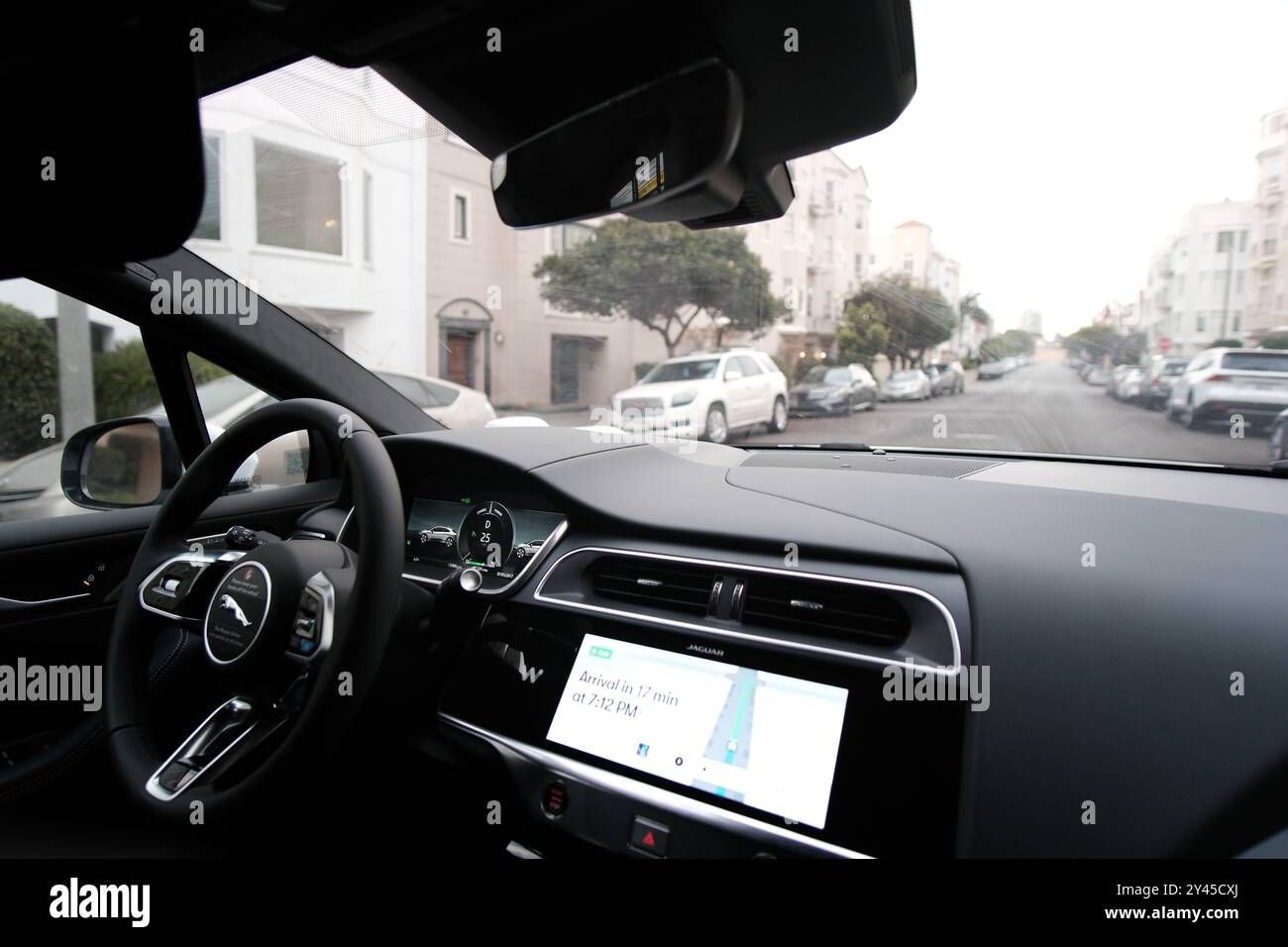 Waymo Self Driving Car Taxi in San Francisco Stock Photo