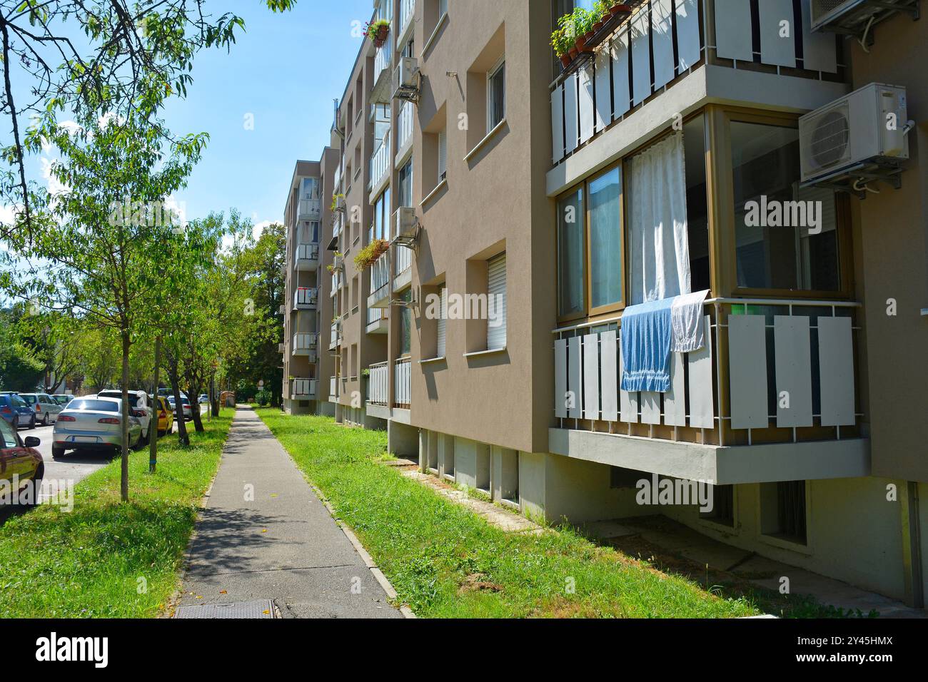 Mid rise modernist apartment blocks in Nova Gorica, Slovenia. Built ...