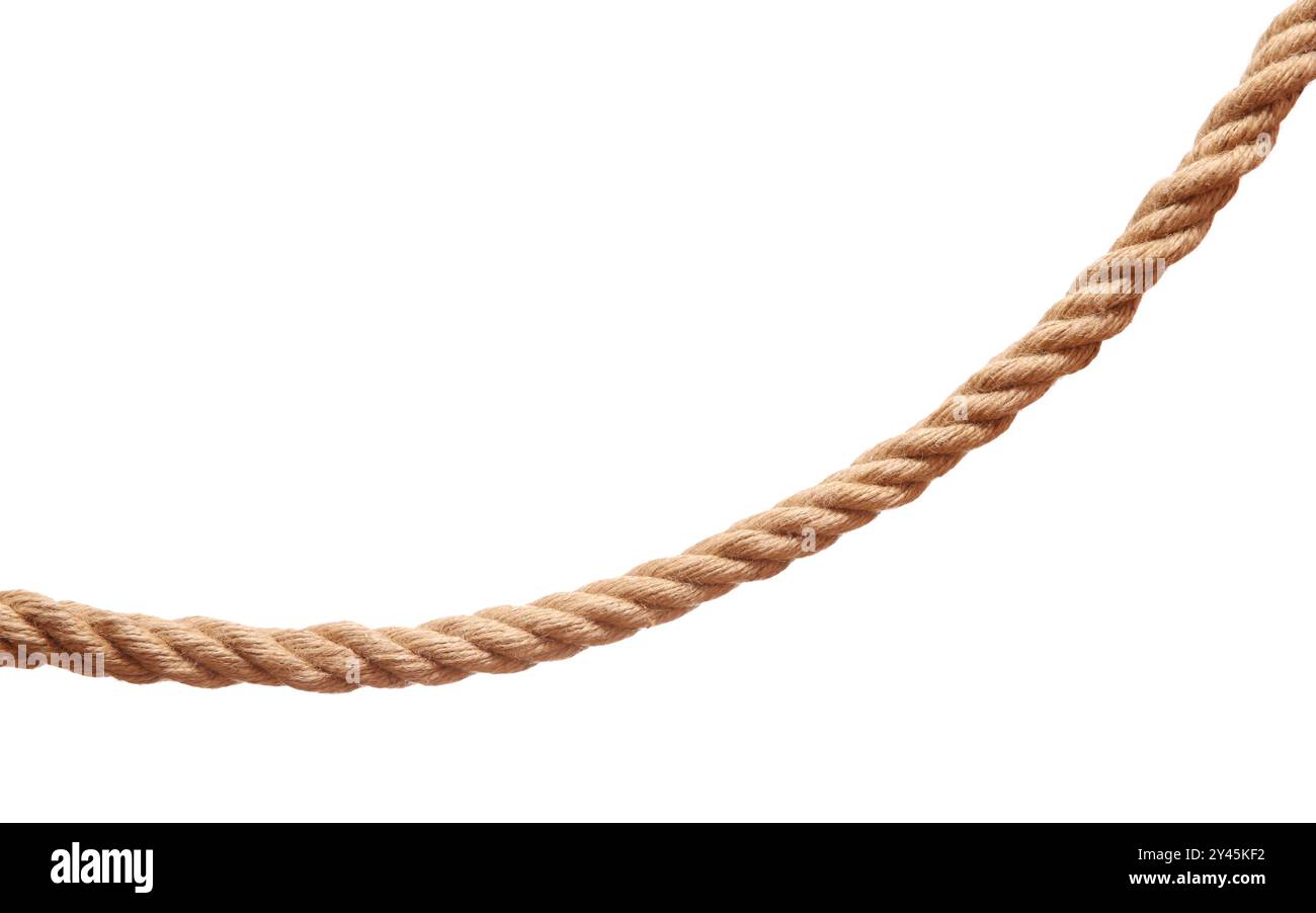 One brown braided rope isolated on white Stock Photo - Alamy