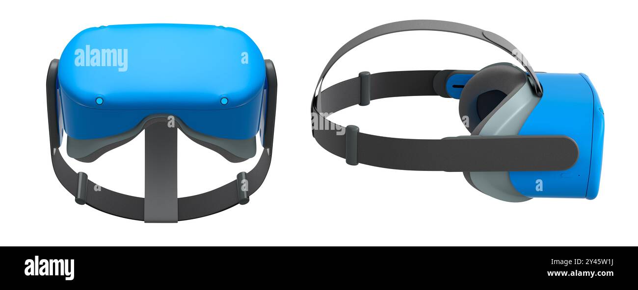 Virtual reality glasses and headset isolated on white background with ...