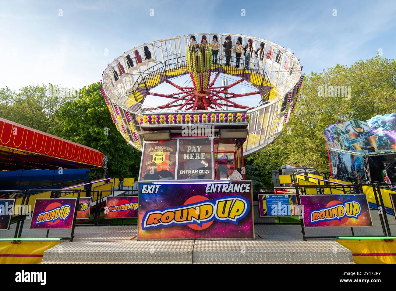 High speed Zero Gravity spinning ride at British funfair