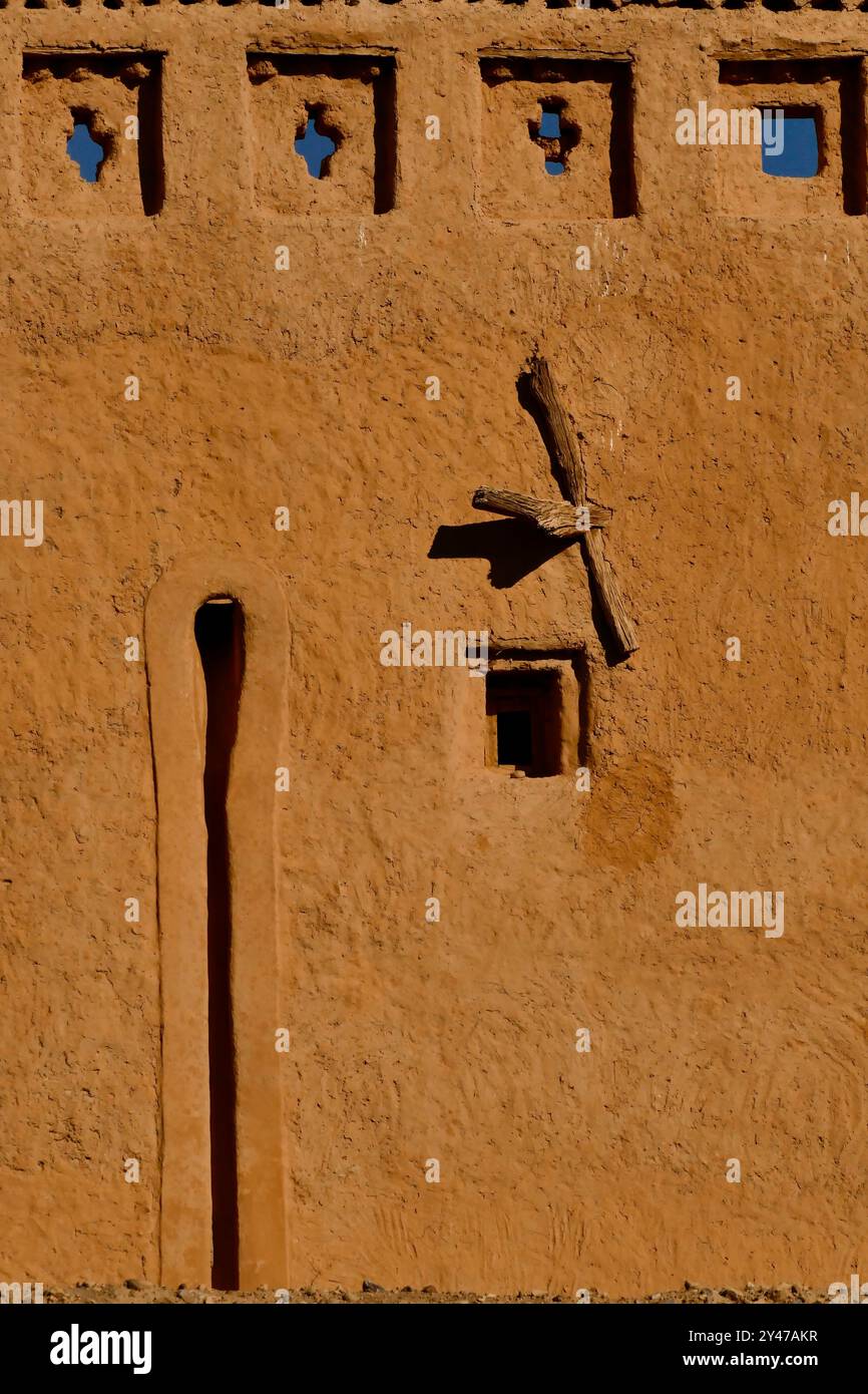 The Tata valley and the Berber Ksars, ancient fortified villages now abandoned, monumental fortresses that stand in the pre-Saharan desert. Stock Photo