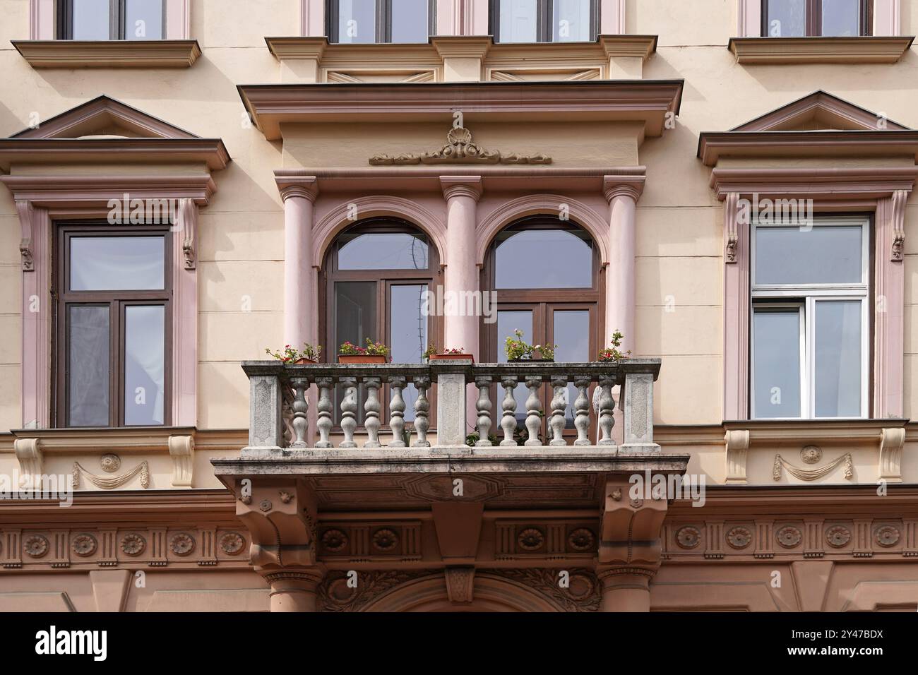 Budapest is often referred to as the Paris of the east, with its many boulevards of highly decorated 19th century buildings Stock Photo