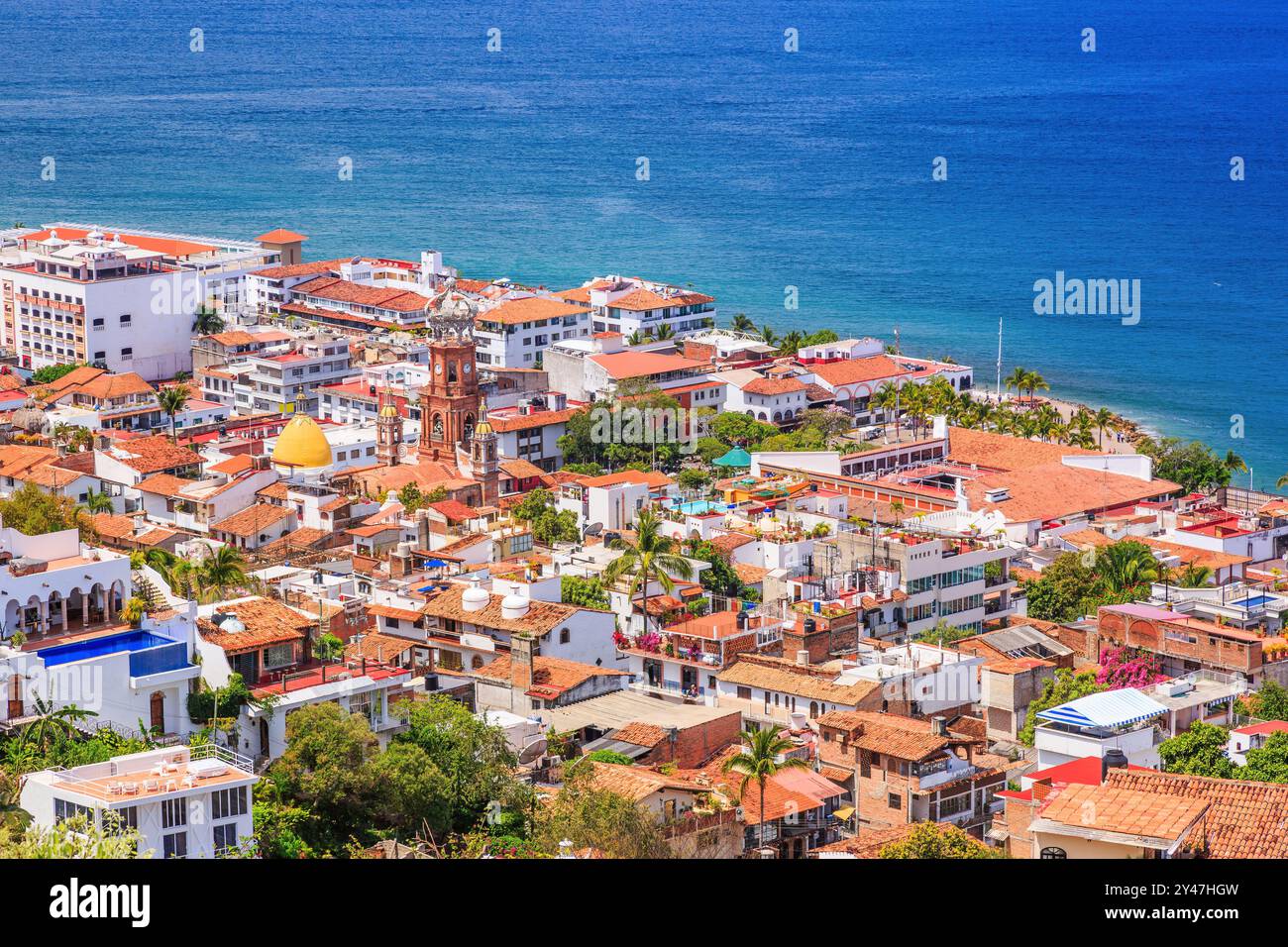 Panoramic view of downtown Puerto Vallarta, Mexico. Stock Photo