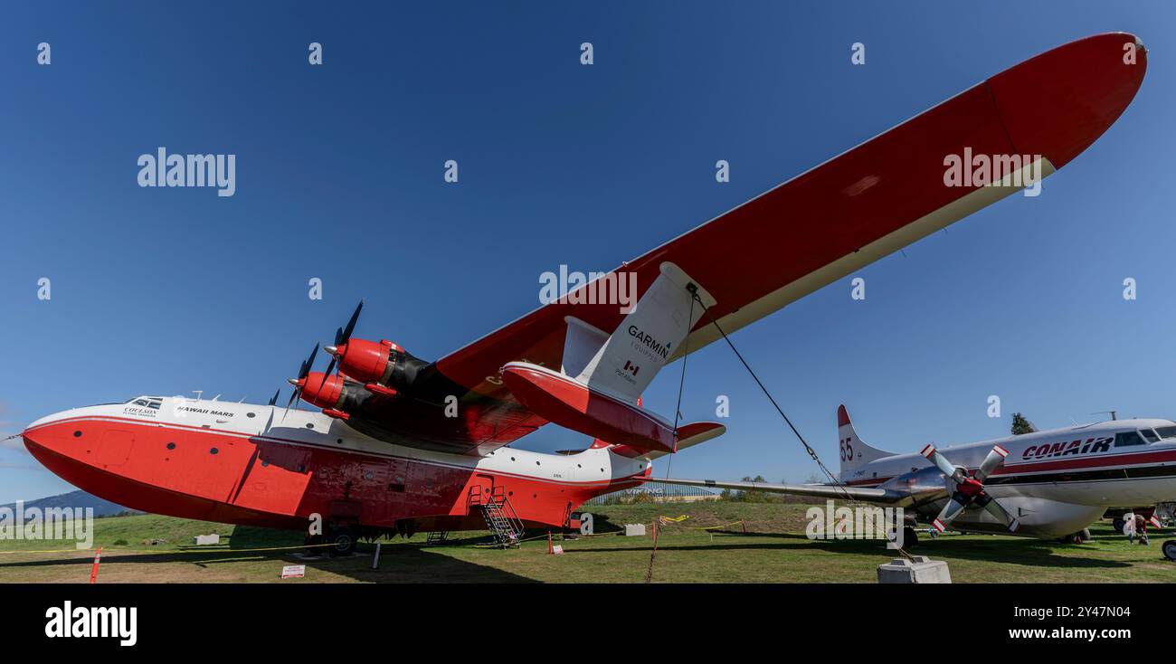 Martin JRM Hawaii Mars aircraft at the British Columbia Aviation Museum in Sidney, British Columbia, Canada, in September 2024. Stock Photo