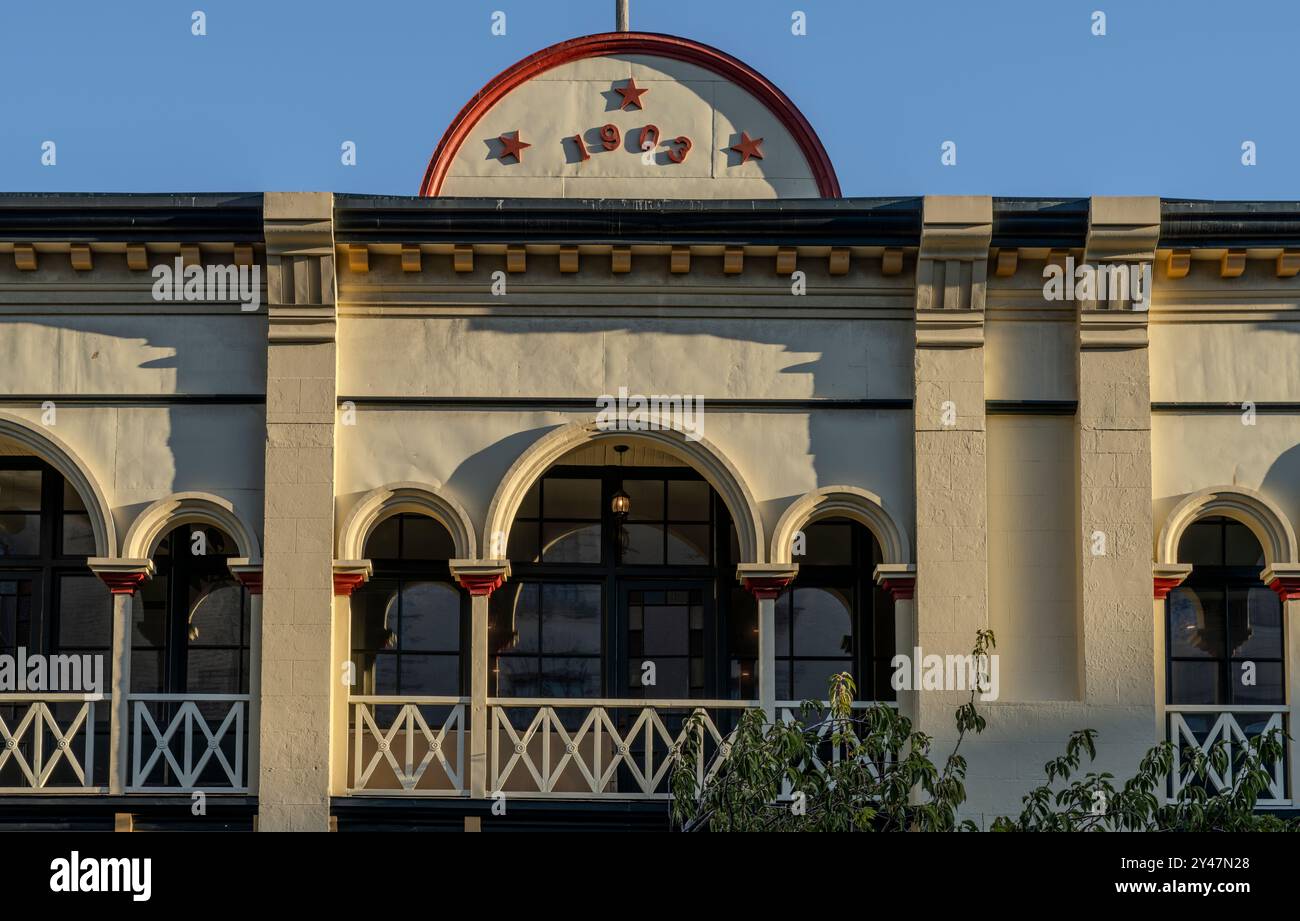 Gee Tuck Tong Benevolent Association Building on Fisgard Street in Chinatown in Victoria, British Columbia, Canada. Stock Photo