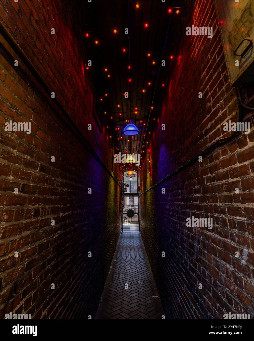 A passage in Dragon Alley in Chinatown in Victoria, British Columbia, Canada. Stock Photo