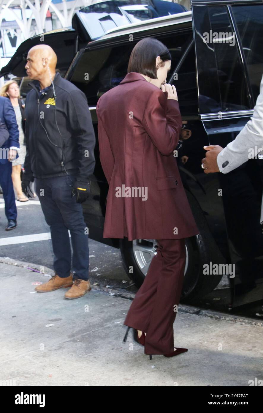 New York, USA. September 16, 2024 Lily Collins on Good Morning America to talk about 4th season of Netfli's Emily in Paris in New York. September 16, 2024 RW/Mediapunch Credit: MediaPunch Inc/Alamy Live News Stock Photo