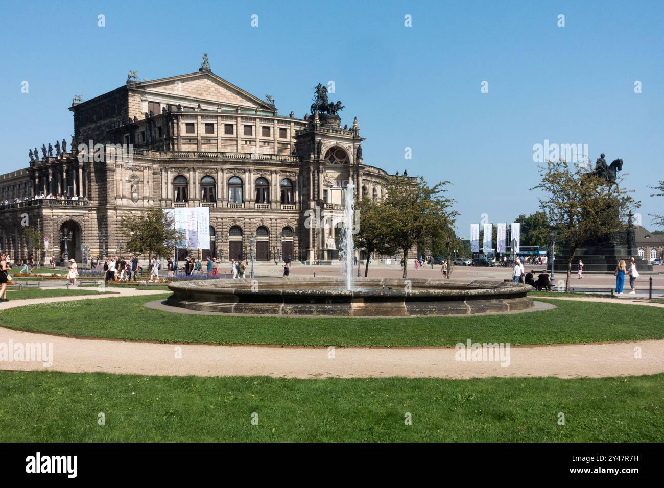 Semperoper Dresden Opera House Theaterplatz Square City Old Town District Altstadt Dresden Germany Stock Photo