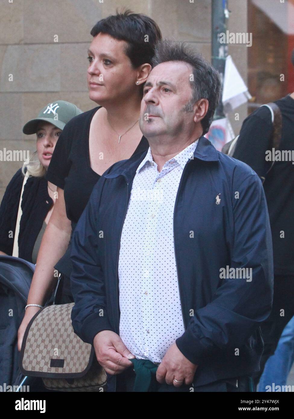09/16/2024 Milan Ph. Paolo Della Bella The Wizard Forest with his wife Angela walking hand in hand in via Monte Napoleone in Milan. The couple stops with fans for the ritual photos. Stock Photo