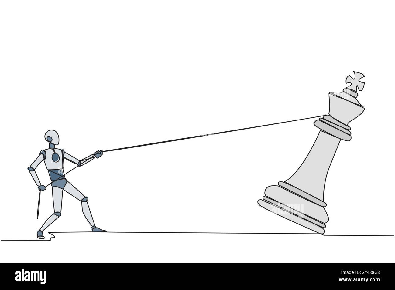 Single continuous line drawing robotic future technology pulling big