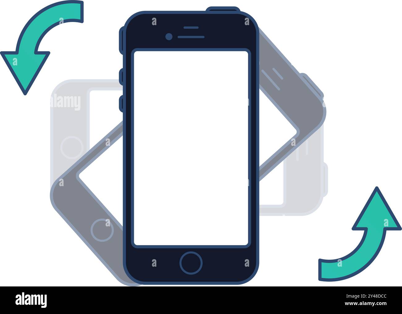 Rotate Your Phone vector Illustration in a flat style. Instruction of how to see apps in portrait or landscape mode on the phone. The web, telephone, Stock Vector