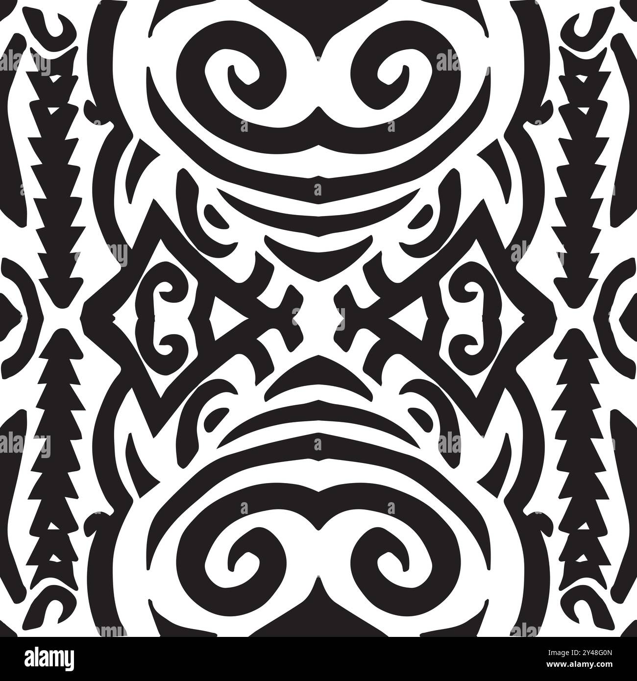 Tribal polynesian geometric tattoo abstract seamless background design ...