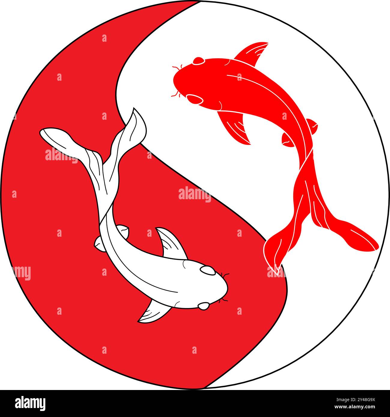 Koi fishes in the form of a symbol of Yin and Yang vector Stock Vector