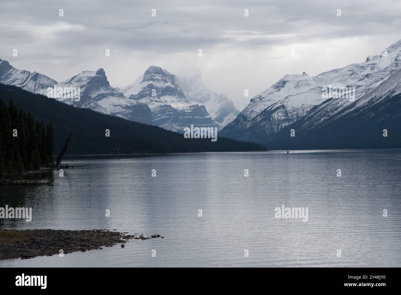 Maligne Lake in the Canadian Rocky Mountains in Jasper National Park in ...