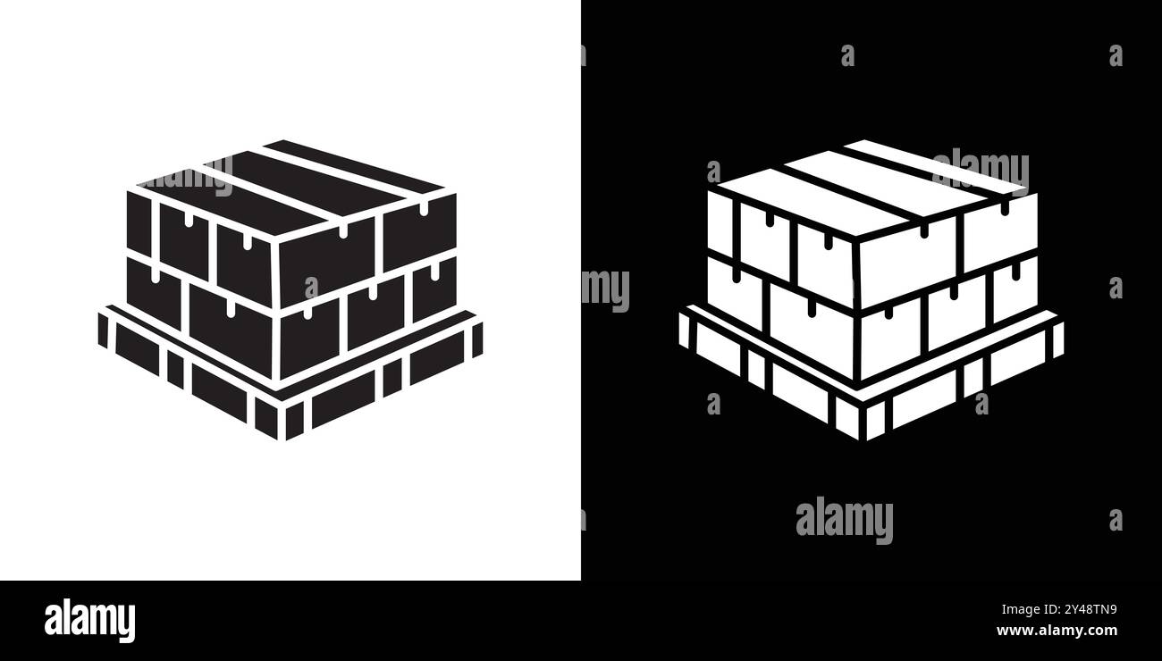 box on a pallet icon Black line art vector in black and white outline ...