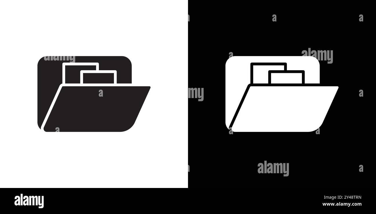 Archive folders icon Black line art vector in black and white outline ...