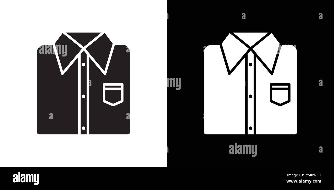 dress shirt icon Black line art vector in black and white outline set ...