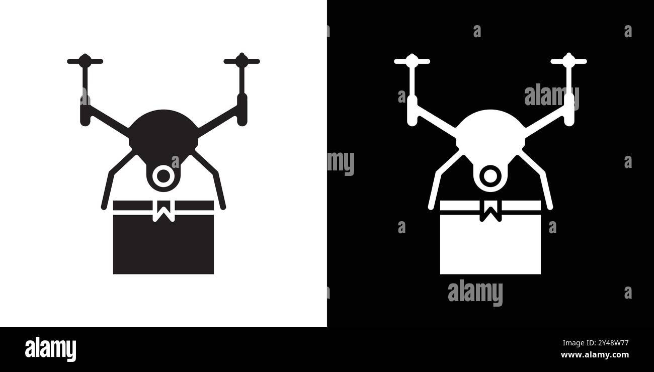 drone delivery icon Black line art vector in black and white outline ...