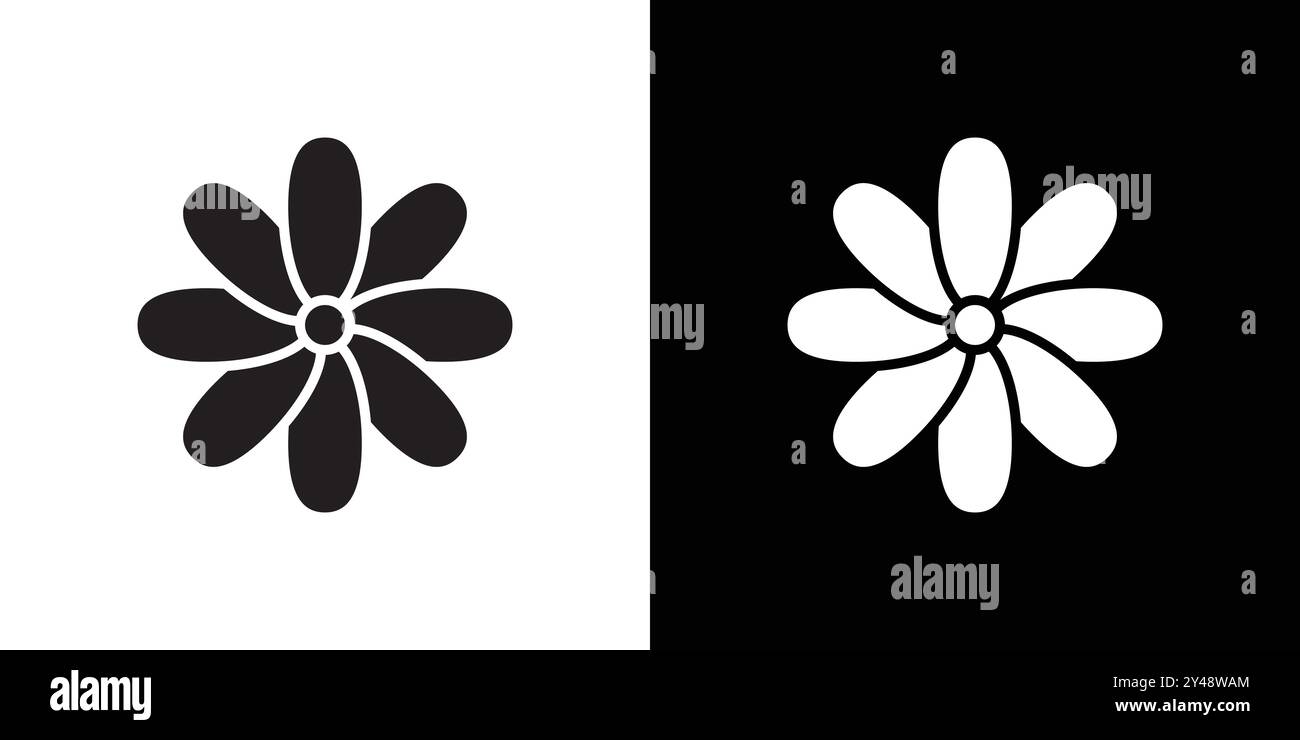 Flower icon Black line art vector in black and white outline set ...