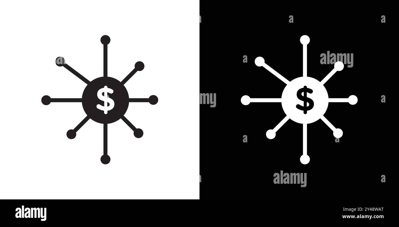 Financial Scheme icon Black line art vector in black and white outline ...
