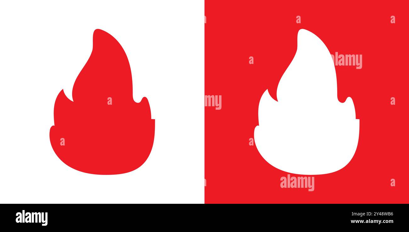 Flame fire icon Black line art vector in black and white outline set ...