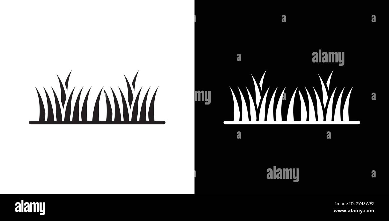 Grass icon Black line art vector in black and white outline set ...